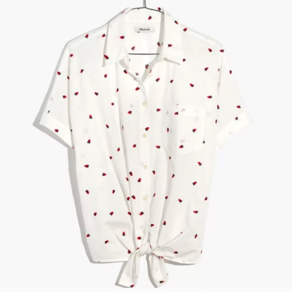 Madewell Strawberry Embroidered Top - XS